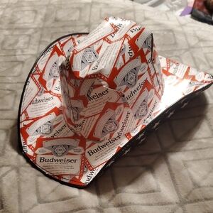 Budweiser Bud Cowboy Cowgirl Cardboard Beer Box Hat Patriotic Novelty USA Stars
